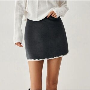 Commense Charcoal Mini Skirt with White Trim SOLD OUT ONLINE